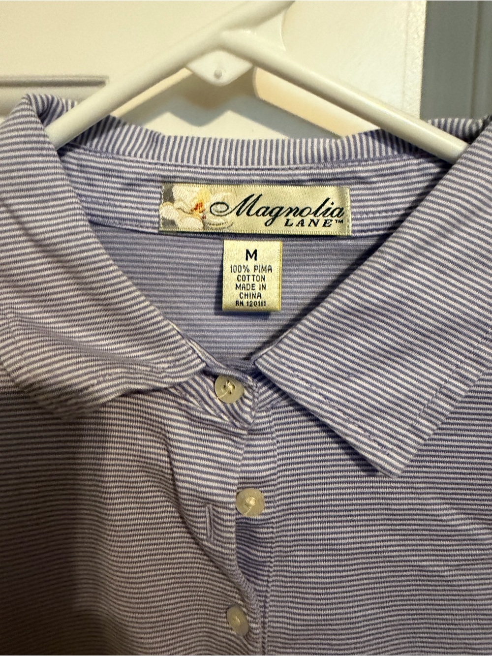 MASTERS Magnolia Light Blue & White Striped Kids Polo with Yellow Logo - Picture 2 of 2